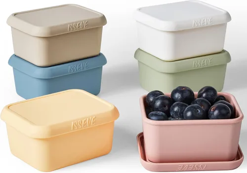 Miniatura 11 de ISSEVE Contenedores de aperitivos de silicona de 8oz para niños, 1 taza Contenedores pequeños reutilizables con tapas, Contenedores