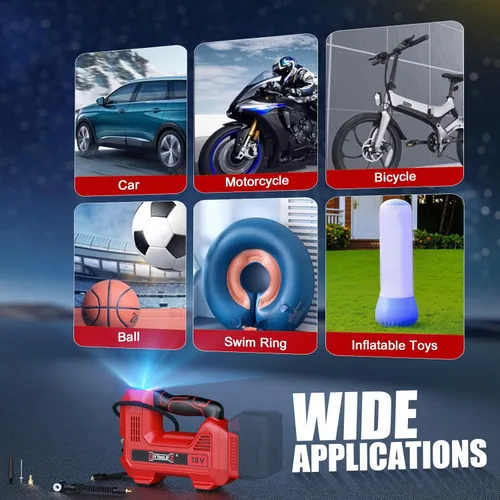 Miniatura 5 de DIYtoolifz Inflador de neumáticos inalámbrico de 160 PSI compatible con compresor de aire Milwaukee de 18V, bomba de aire portátil con apagado