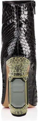 Miniatura 29 de FSJ Botas de tacón alto con punta puntiaguda para mujer, con tacón alto, con cremallera lateral brillante, estilo casual, para uso diario, zapatos