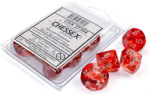 Miniatura 3 de Chessex Nebulosa Poliédrico Rojo/Plata w/Luminary 7-Die Set