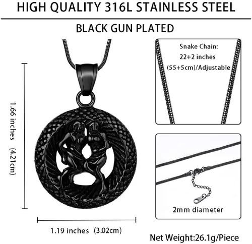 Miniatura 3 de Hipunk Collar de 12 constelaciones, signo de estrella del zodiaco, colgante de horóscopo, acero inoxidable 316L, regalo de cumpleaños para hombres