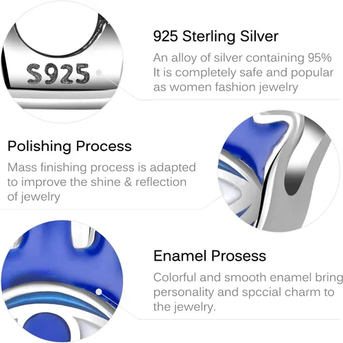 Miniatura 5 de AIEGNOS Dijes contra el mal de ojo de plata de ley 925 para pulsera y collar