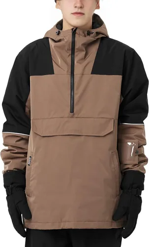 Miniatura 8 de Actleis Chaqueta de Snowboard Tipo Pullover para Hombre Impermeable con Capucha Aislada Chaqueta de Esquí Abrigo de Nieve Cálido de Invierno