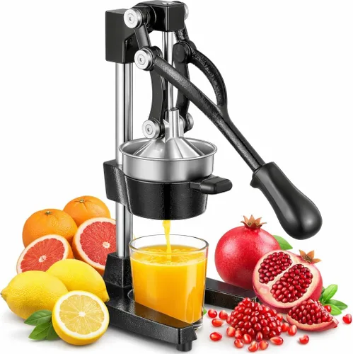 Exprimidor de hierro fundido, exprimidor de naranja, exprimidor de hierro fundido prensa manual resistente, exprimidor sin pelar, exprimidor Negro