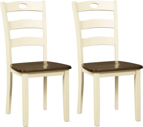 Signature Design by Ashley Woodanville Cottage - Silla de comedor de 18 pulgadas, 2 unidades, color crema y marrón