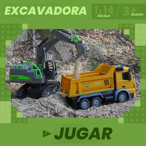 Miniatura 4 de IQKidz - Juguetes de excavadora con control remoto para niños de 4 a 7 años - Mejor regalo de cumpleaños para niños de 3, 5, 8, 9, 10+, vehículos
