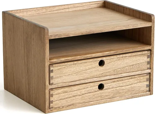 Miniatura 14 de KIRIGEN Organizador de escritorio con 3 cajones - Caja de almacenamiento con cajones de madera y bandejas para mesa - Organizador de herramientas