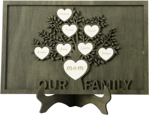 Miniatura 14 de Regalos para mamá, marco de árbol genealógico personalizado, placas de madera, recuerdos de genealogía, decoración del día de la madre, día del EL
