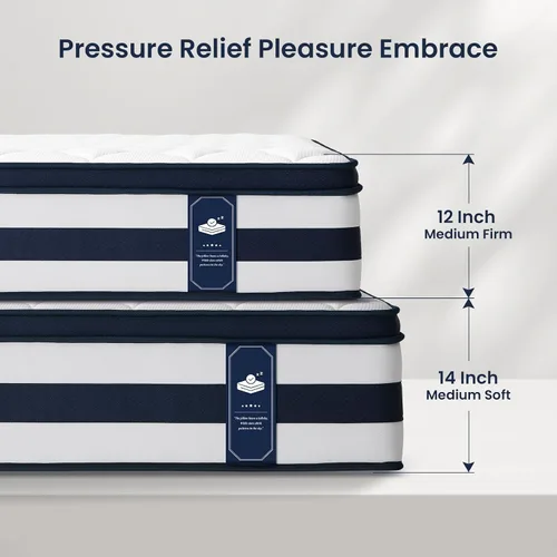 Miniatura 8 de Aura Collection - Colchón híbrido de espuma viscoelástica de gel de 12 pulgadas, enfriamiento y alivio de presión para un sueño transpirable