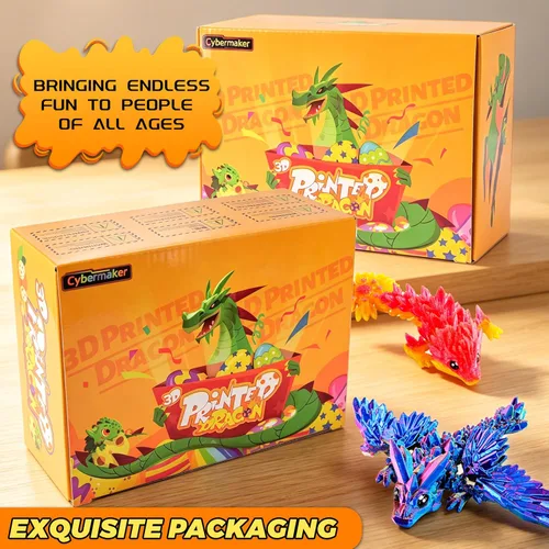 Miniatura 4 de Juego de 12 dragones impresos en 3D, cesta de Pascua, regalos para niños y niños, dragones flexibles articulados de 4.4 a 6 pulgadas, decoración