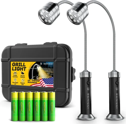 Miniatura 9 de Juego de 2 luces LED flexibles para parrilla, la luz perfecta para accesorios de parrilla con base magnética de 360 grados y cuello de cisne
