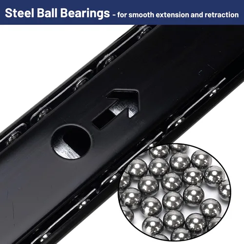 Miniatura 4 de Diapositiva para teclado de 14 pulgadas, resistente con rodamientos de bolas, bandeja de computadora debajo de los rieles del escritorio, gabinete