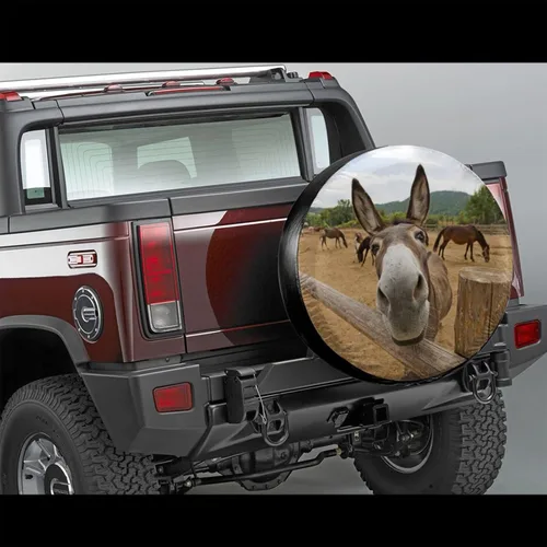 Miniatura 2 de Funny Donkey - Funda protectora de rueda de repuesto resistente a la intemperie, universal, a prueba de polvo, para remolque, RV, SUV, camión