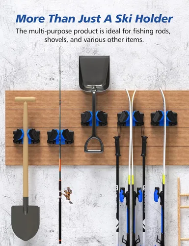 Miniatura 3 de Skifavs Soporte de Pared para Esquí y Snowboard, Montaje de Pared para Esquí y Montaje de Pared para Rack de Esquí para Garaje que Ahorra Espacio