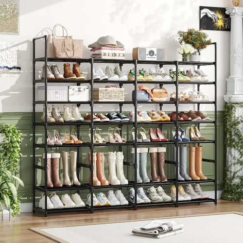 Miniatura 2 de Simple Trending Zapatero de 8 niveles de gran capacidad para 64 pares, estante alto para zapatos, organizador de zapatos de metal resistente