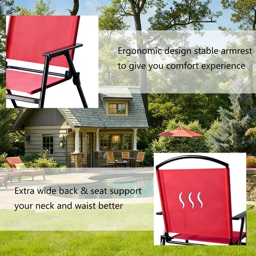 Miniatura 4 de Juego de 4 sillas de comedor plegables para exteriores con reposabrazos, sillas plegables de alta resistencia para jardín, césped, piscina, patio