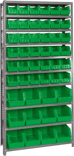 Miniatura 474 de Quantum QSBU-245BK Heavy Duty Shelving Unit with (7) Shelves and (24) QUS245 Black Bins for Garage Warehouse Storage Distribution 400 lb Load
