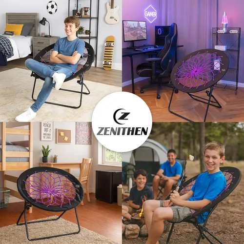 Miniatura 4 de Zenithen Silla elástica Bunjo plegable de 29 pulgadas, Plum Jam (paquete de 1), asiento plegable ligero para adolescentes, adultos, dormitorios