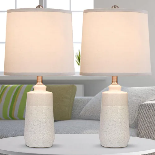 Miniatura 10 de EUO Juego de 2 lámparas verdes de 25 pulgadas con diseño de hojas para sala de estar, dormitorio, lámparas de mesa de cerámica retro para mesita