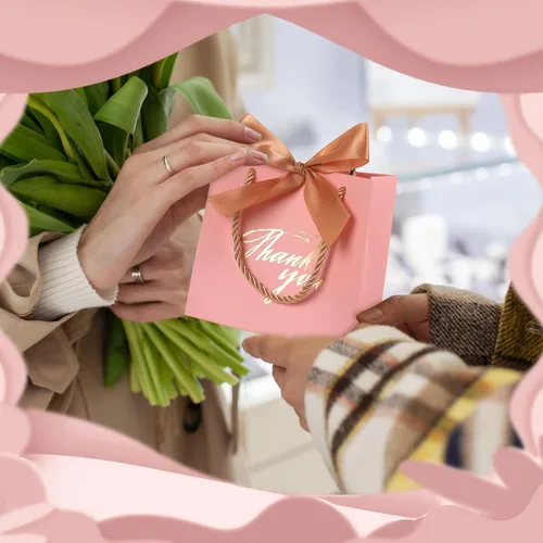 Miniatura 3 de Colarr 120 bolsas pequeñas de regalo de agradecimiento, mini bolsas para dulces con asas y cinta de lazo para bodas, cumpleaños, baby shower, Rosa