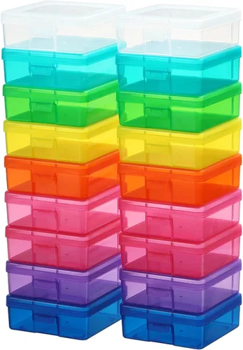Miniatura 8 de Paquete de 9 organizadores medianos de plástico para manualidades, contenedores de almacenamiento de plástico transparente con tapa de pestillo