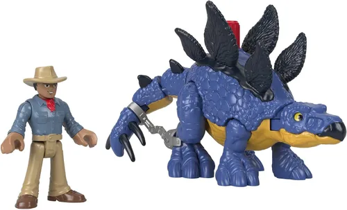 Fisher-Price Imaginext Jurassic World - Juego de figuras de dinosaurio de Estegosaurio y Dr. Alan Grant para juegos de simulación preescolares niños