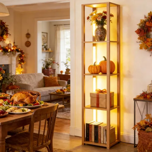 Miniatura 9 de RGBCW - Lámpara de pie LED inteligente y moderna con sincronización de música, lámpara de estante de esquina que cambia de color, lámpara de pie