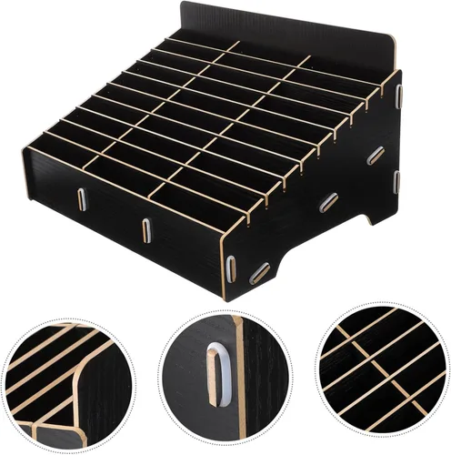 Miniatura 4 de Caja de almacenamiento de madera para teléfono con compartimentos, organizador de teléfono móvil de escritorio para salas de reuniones, aulas