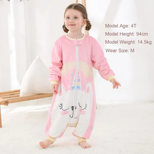 Miniatura 6 de MICHLEY Saco de dormir para bebé de manga larga con pies, manta envolvente usable de invierno para niños y niñas, Gato, 1-3 años Rosa
