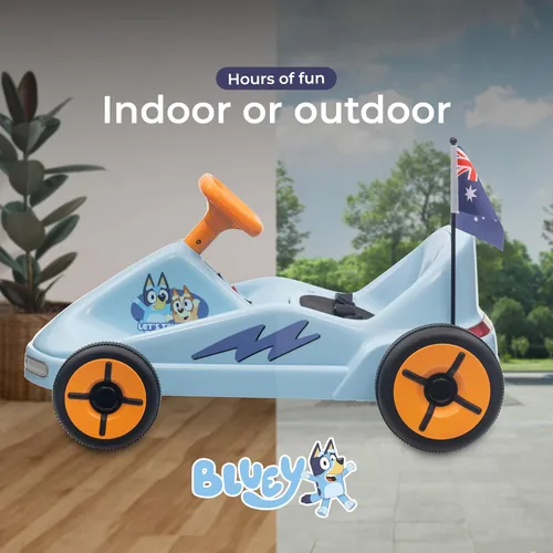 Miniatura 6 de Bluey 12V Go Kart eléctrico para niños, juguete de paseo con luces, cinturón de seguridad, para niños de 3 a 6 años, construcción duradera de PVC