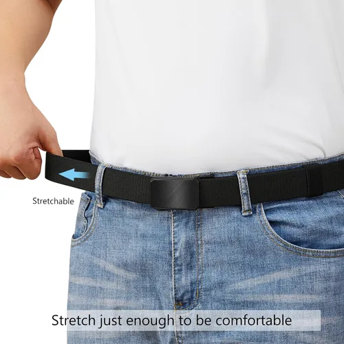 Miniatura 4 de LionVII Cinturón para hombre con trinquete elástico, cinturón elástico para el trabajo con hebilla automática para hombres, 1 3/8" ajustable