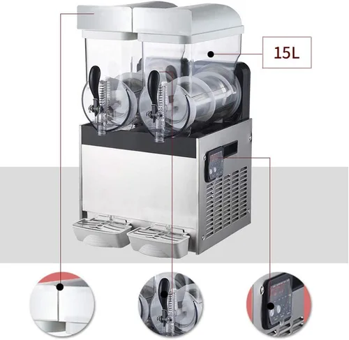 Miniatura 2 de YUEWO Electrodomésticos Herramientas de cocina Máquina de granizado de bebidas congeladas, 2 x 15 L, máquina de granizado de bebidas congeladas