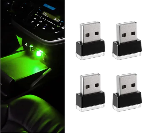 Miniatura 22 de 4 PCS Lámpara de Atmósfera Interior de Coche LED USB, Mini Luz Nocturna LED Portátil, Kit de Iluminación Ambiental de Maletero con Interfaz USB