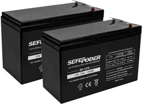 SEFEPODER 12 V 7Ah Batería recargable de plomo ácido sellada 2 unidades (terminales F1)