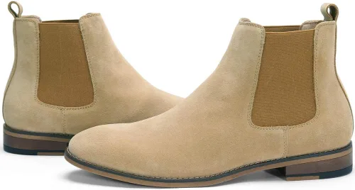 Miniatura 5 de Temeshu Botas Chelsea sin cordones de gamuza para hombre, botas de cuero genuino, botines de vestir Oxford casuales impermeables MS05