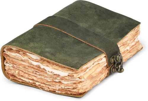 Miniatura 11 de LEATHER VILLAGE - Diario encuadernado en cuero vintage para mujeres y hombres - Libro de sombras - Cierre con llave - 200 páginas de papel artesanal