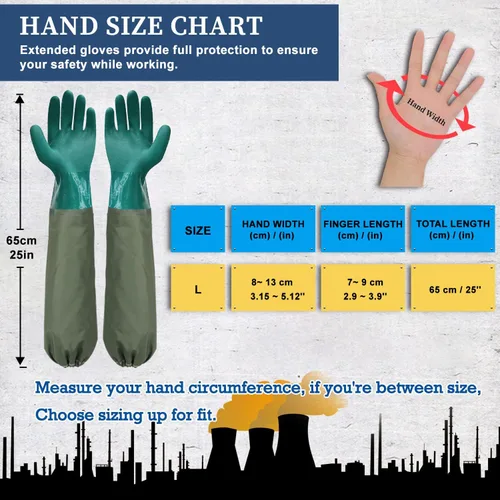 Miniatura 4 de Guantes largos de goma resistentes a los productos químicos, impermeables y resistentes para trabajos con ácido químico