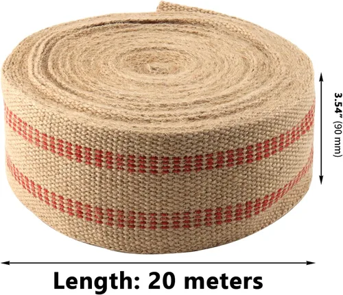 Miniatura 2 de ZOENHOU Cinta de yute para tapicería de 22 yardas y 3.5 pulgadas, cinta ancha de yute para manualidades, correas naturales para sillas para muebles