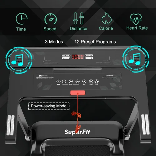 Miniatura 2 de Goplus Caminadora plegable, cinta de correr compacta superfit con control de aplicación, altavoz de dientes azules, 12 programas preestablecidos