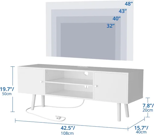 Miniatura 2 de Cozy Castle - Soporte de TV para TV de 32 a 48 pulgadas, centro de entretenimiento moderno de mediados de siglo con gabinete de almacenamiento