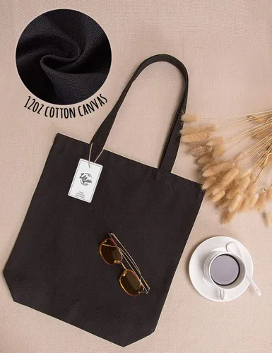 Miniatura 4 de Lily Queen - Bolsa de lona natural reutilizable para compras, Negro - Paquete de 12