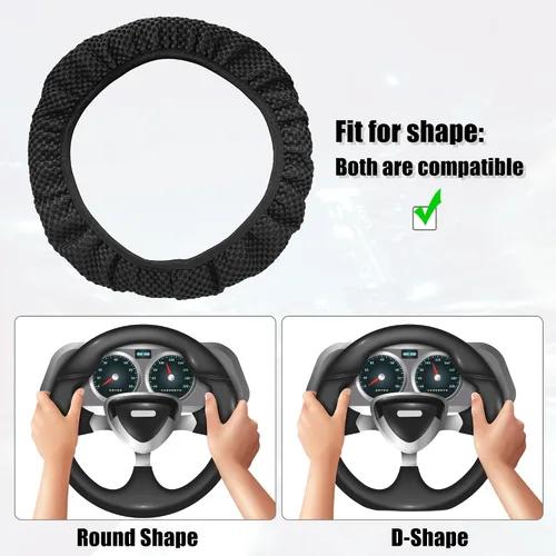 Miniatura 4 de X AUTOHAUX Funda universal elástica extensible para volante, antideslizante, transpirable, microfibra de seda de hielo, protector de volante