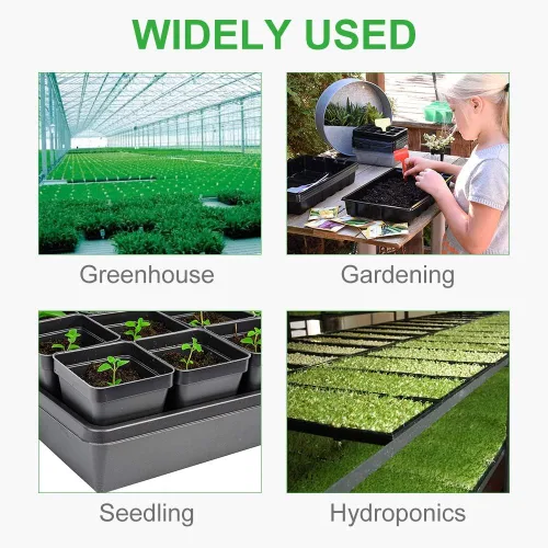 Miniatura 2 de Paquete de 10 bandejas de cultivo de plástico negro duradero (sin agujeros de drenaje), bandejas perfectas de cultivo de semillas de jardín de 21 x