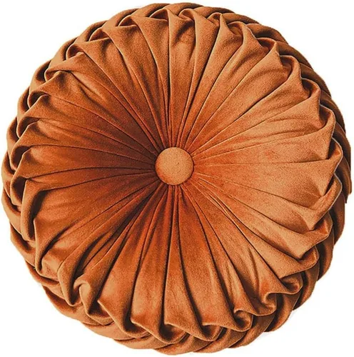 Miniatura 11 de Teieas Almohada redonda de terciopelo para decoración del hogar, cojín redondo plisado para sofá, silla, cama, automóvil, verde esmeralda