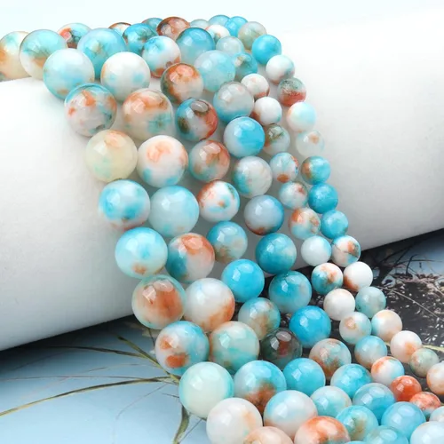 Miniatura 5 de 45 cuentas de jade persa colorido azul natural de 0.315 pulgadas (0.315 in) con cristal curativo energético, cuentas redondas de piedra sueltas