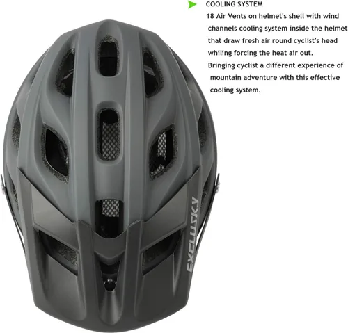 Miniatura 3 de Exclusky Casco de Bicicleta Casco de Bicicleta de Montaña para Adultos Casco Ligero de Ciclismo MTB para Hombres y Mujeres Casco de Bicicleta Gris-A