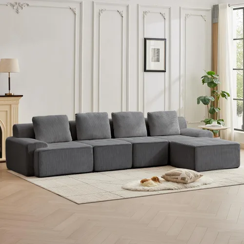 Miniatura 37 de Modular Sectional Sofa with Movable Ottoman, 1 Seat Deep Seat Couch with 1 Pillow, Comfy Cloud Sectional Sofa for Living Room, Bedroom and Apartment