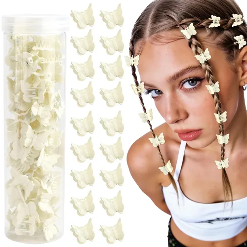 Miniatura 13 de YISSION 60 pinzas para el cabello de mariposa verde mate, lindas pinzas pequeñas de mariposa con caja paquete de los años 90 Y2K accesorios