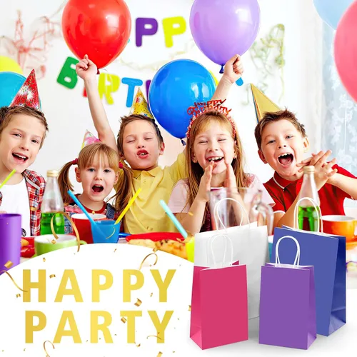 Miniatura 6 de REMTAP Bolsas de papel de regalo de 5.9 x 3.2 x 8.2 pulgadas, 50 bolsas de papel kraft con asas, bolsas de regalo a granel para bodas, fiestas