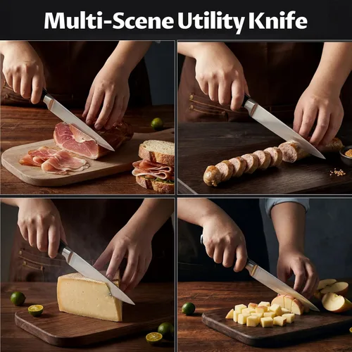 Miniatura 9 de OAKSWARE Juego de cuchillos de cocina de 3 piezas, cuchillos de cocina ultra afilados, cuchillo de pelar y cuchillo utilitario para cocina, acero